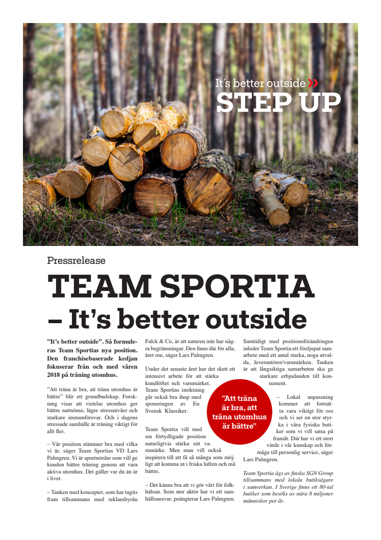 TEAM SPORTIAS fokus framåt – It´s better outside