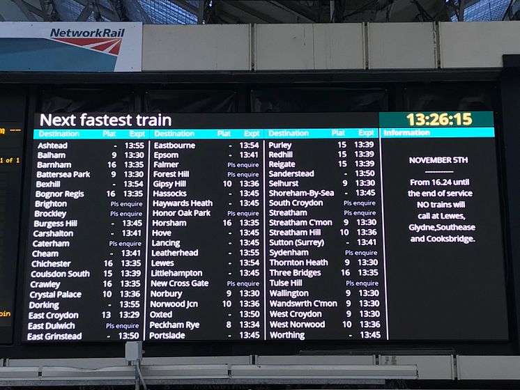 The new 12.5 square metre customer information panel at London Victoria