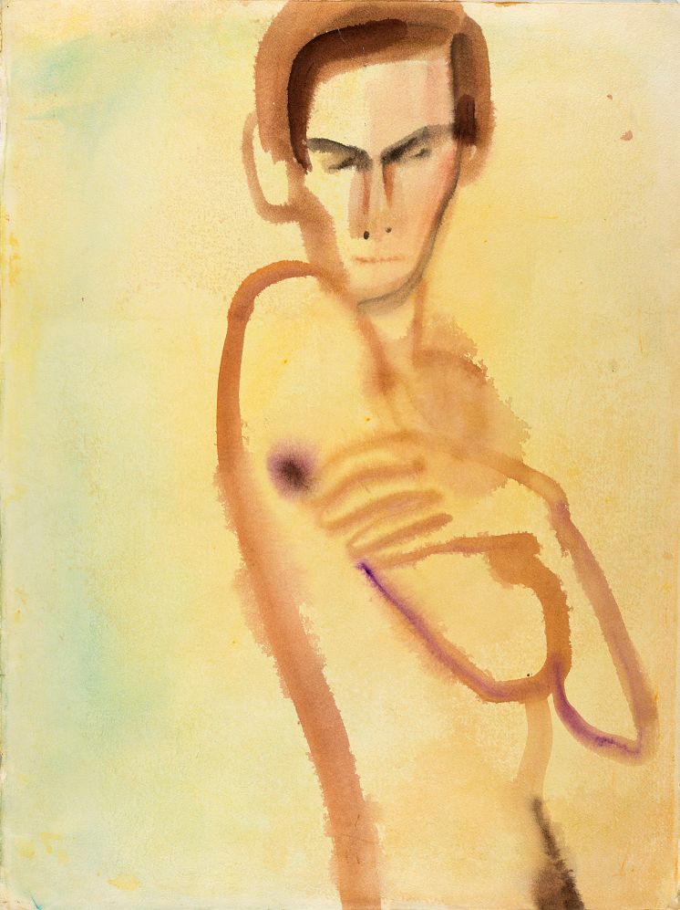 Mats Gustafson, Nude (Karl), 1991, akvarell på papper