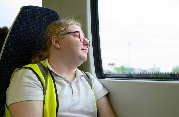 Student Keira enjoys the view from the Thameslink train