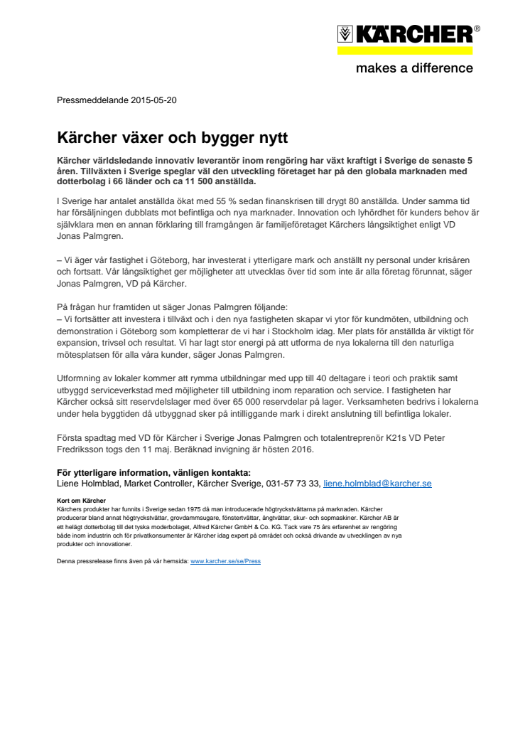 Kärcher växer och bygger nytt 