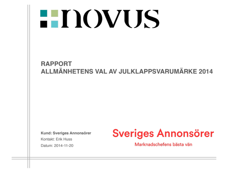 Novusrapport Julklapp 2014