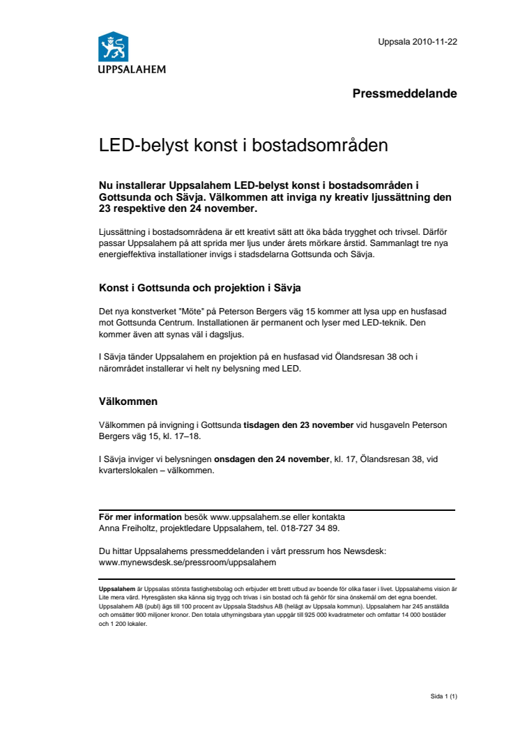 LED-belyst konst i bostadsområden