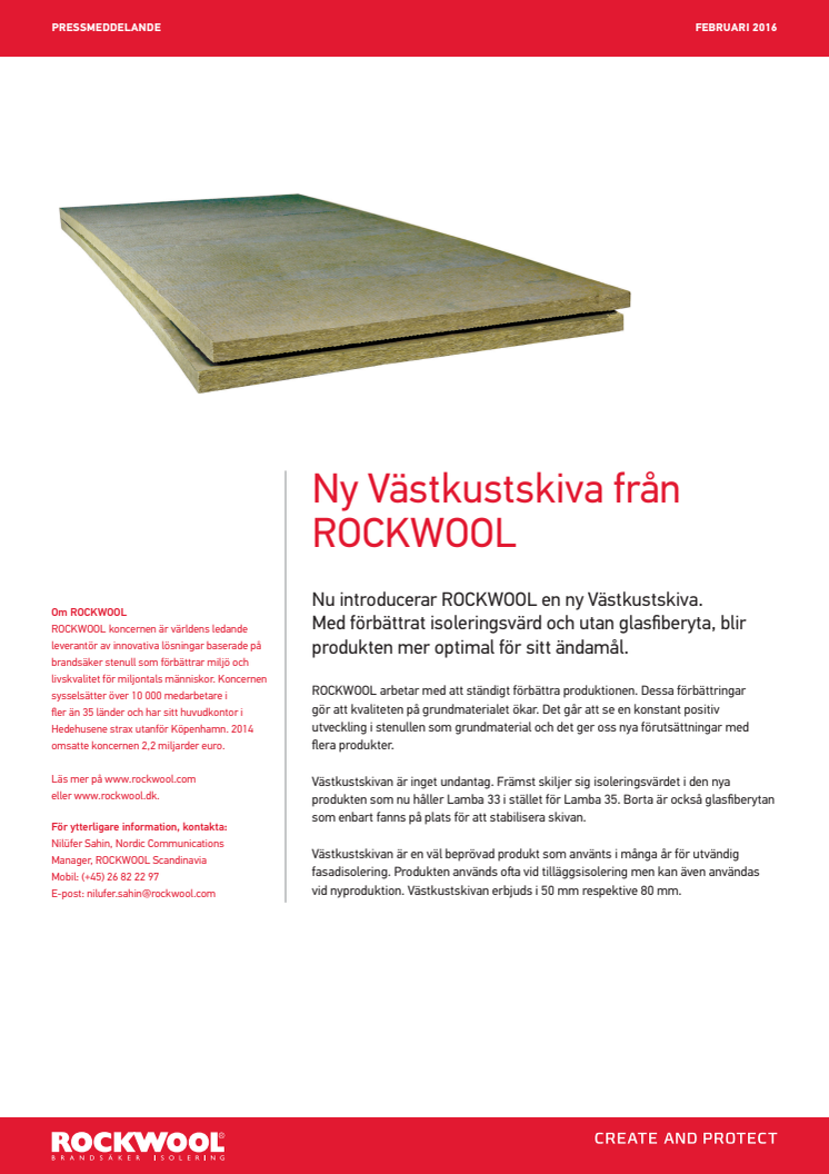 Ny Västkustskiva från ROCKWOOL