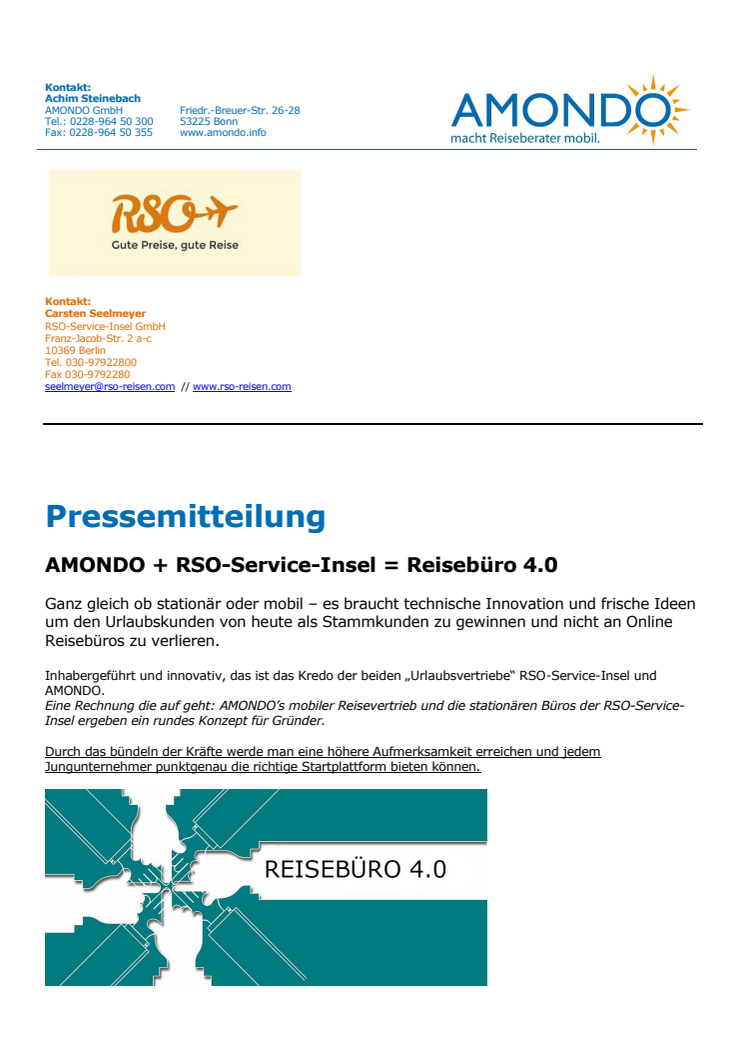 AMONDO + RSO-Service-Insel = Reisebüro 4.0