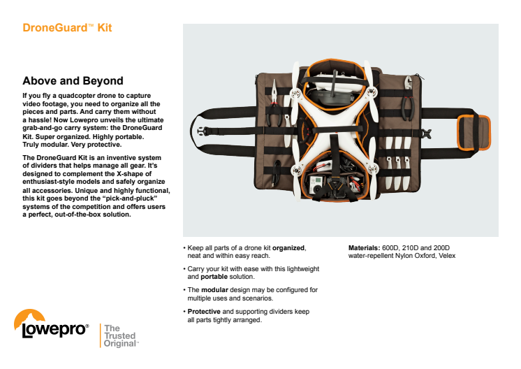 Lowepro DroneGuard Kit, specifikationer
