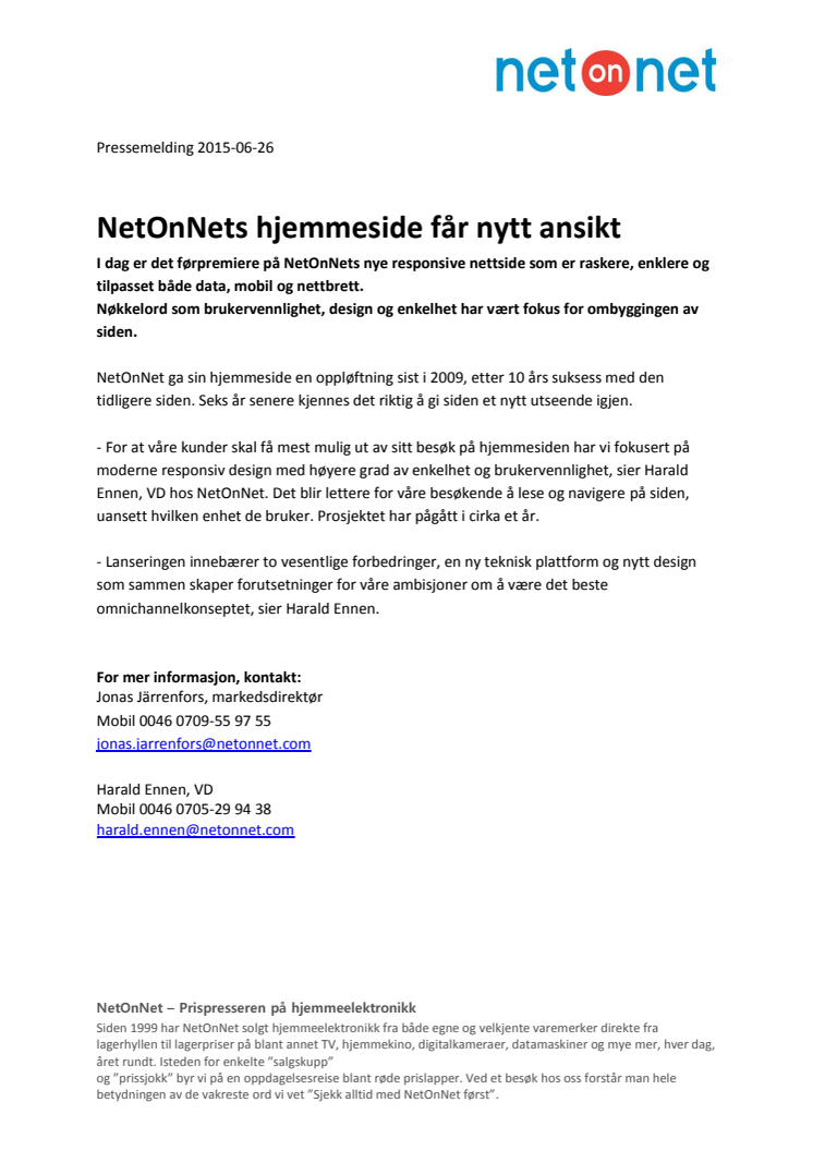 NetOnNets hjemmeside får nytt ansikt 