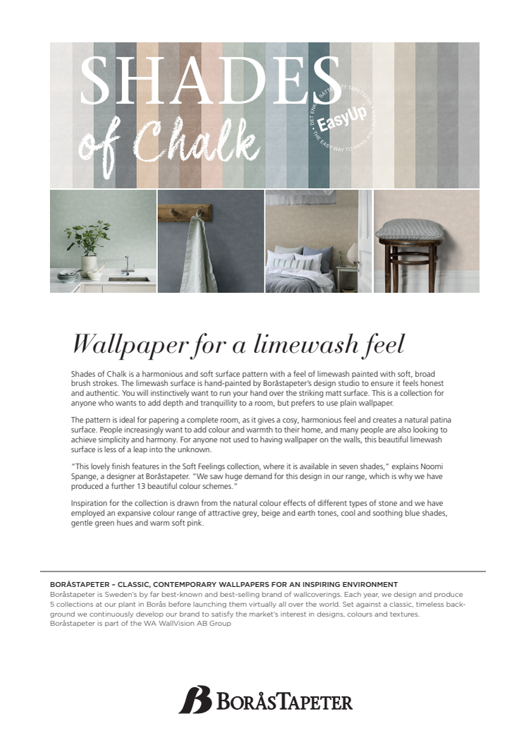 Wallpaper for a limewash feel - New collection from Boråstapeter