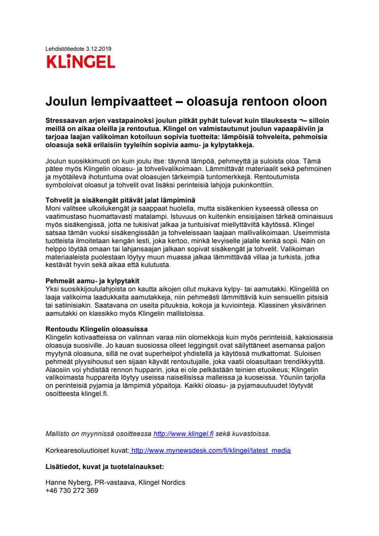 Joulun lempivaatteet – oloasuja rentoon oloon