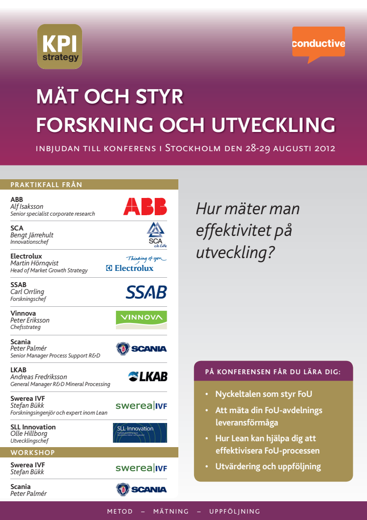 Mät och styr forskning & utveckling, konferens i Stockholm 28-29 augusti 2012