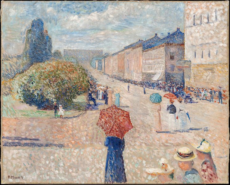 Edvard Munch: Vårdag på Karl Johan / Spring Day on Karl Johan (1890). 