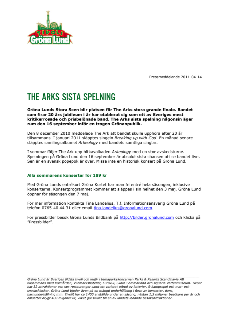 The Arks sista spelning