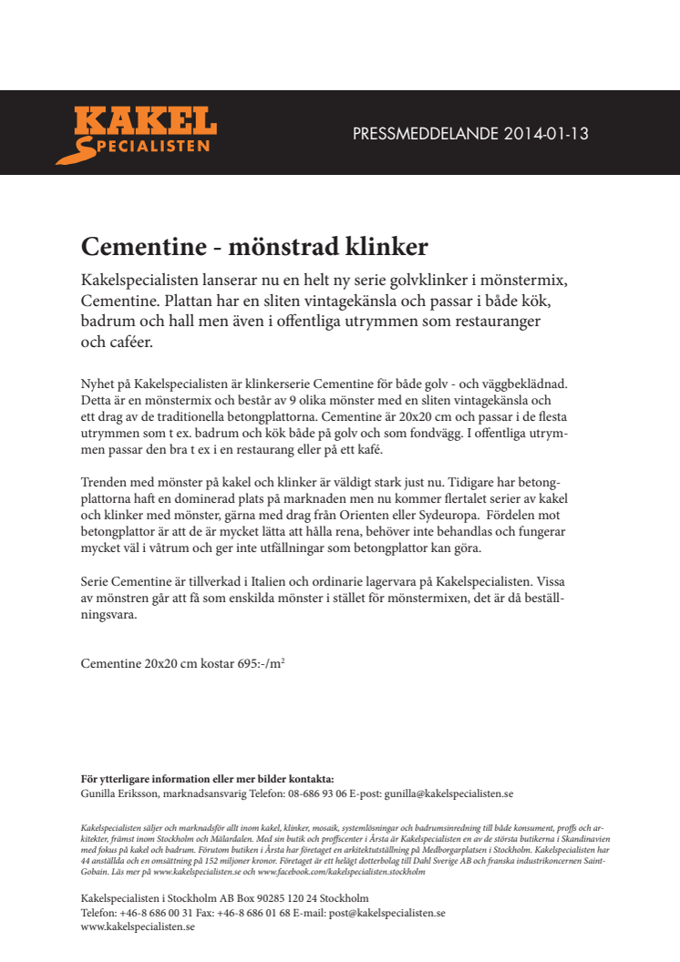 Mönstrad golvklinker Cementine