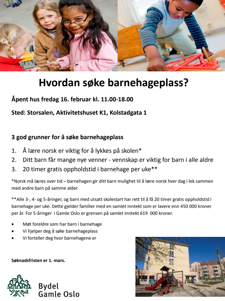 Hjelp til å søke barnehageplass