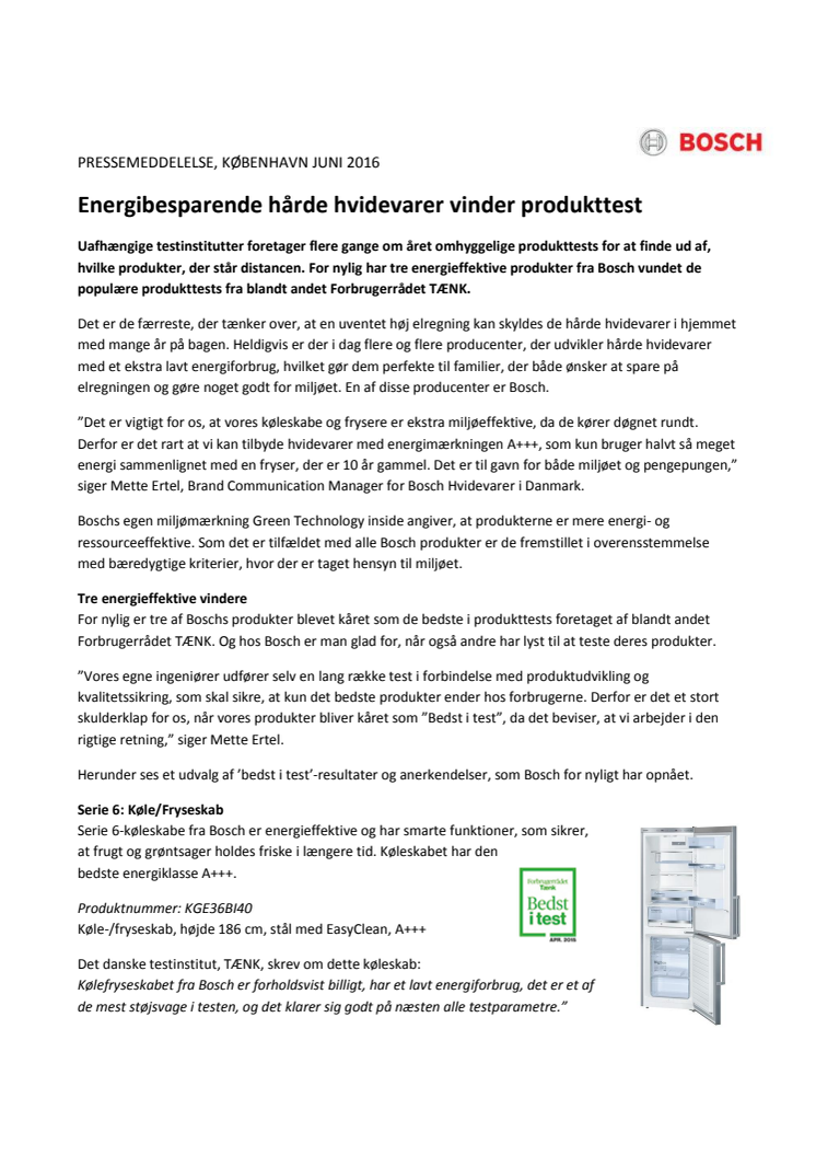 Energibesparende hårde hvidevarer vinder produkttest