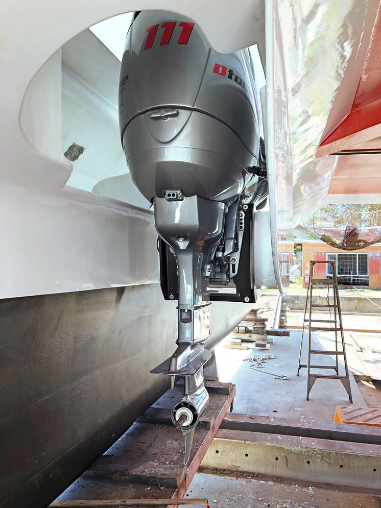 Hi-res image - YANMAR - The Dtorque diesel outboard mounted mid-hull on sailing catamaran X-IT