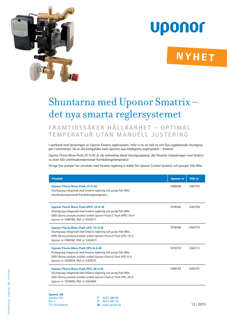 Pump- och shuntgrupper med Uponor Smatrix – det nya smarta reglersystemet