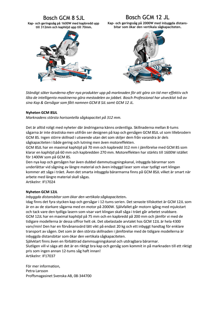 Bosch nya Kap & Gersågar