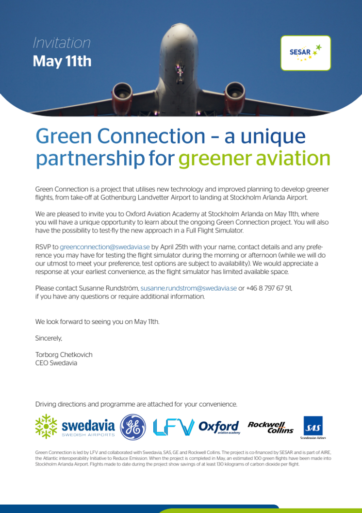 Press invitation: Green Connection at Stockholm Arlanda Airport