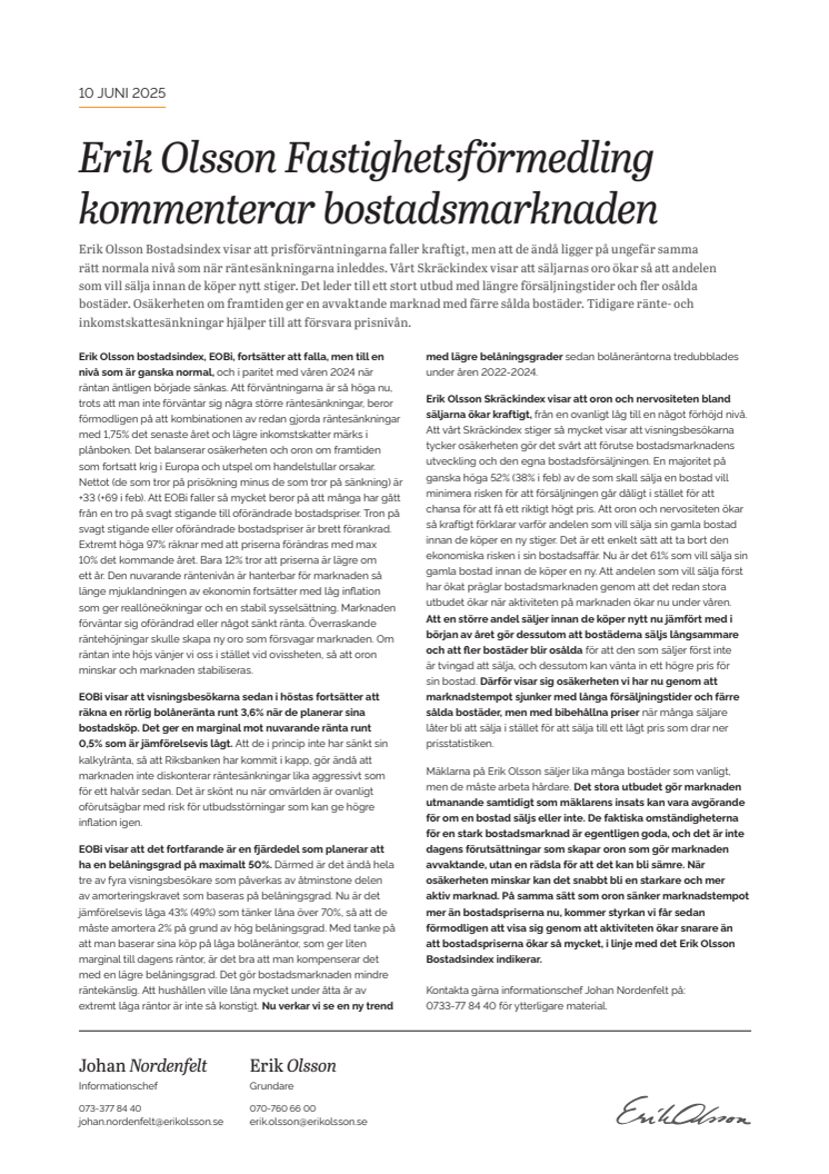 Erik Olsson Fastighetsförmedling kommenterar bostadsmarknaden 10 juni 25.pdf