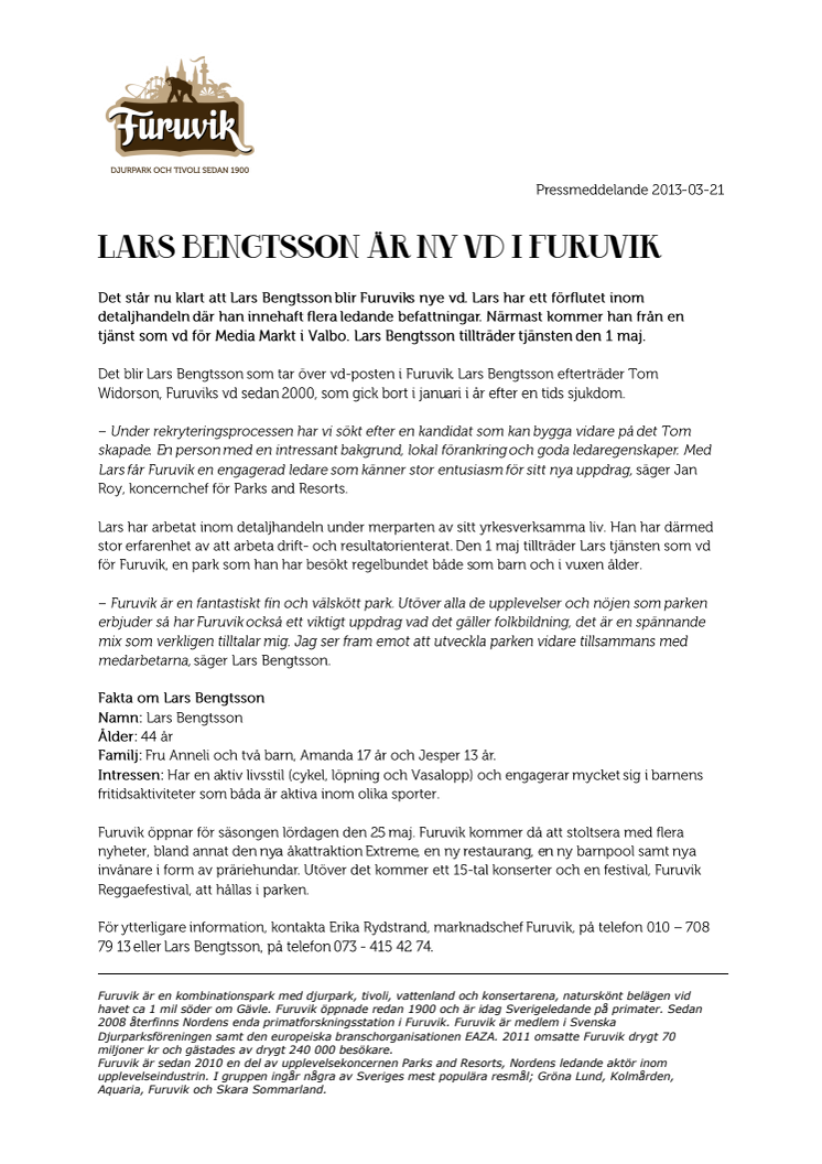 Lars Bengtsson är ny vd i Furuvik