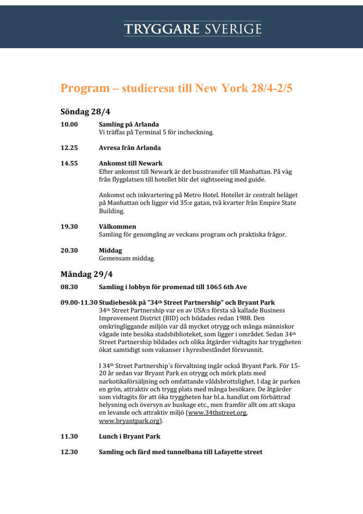 Program New York 28/4-2/5