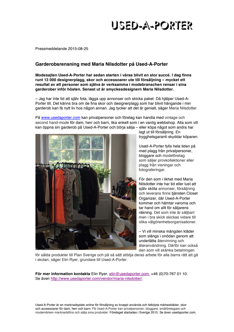 Garderobsrensning med Maria Nilsdotter på Used-A-Porter 