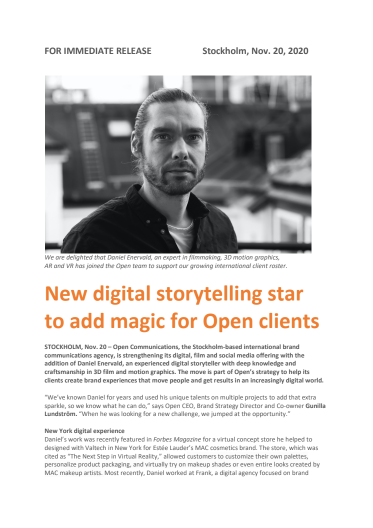 New digital storytelling star to add creative magic for Open clients