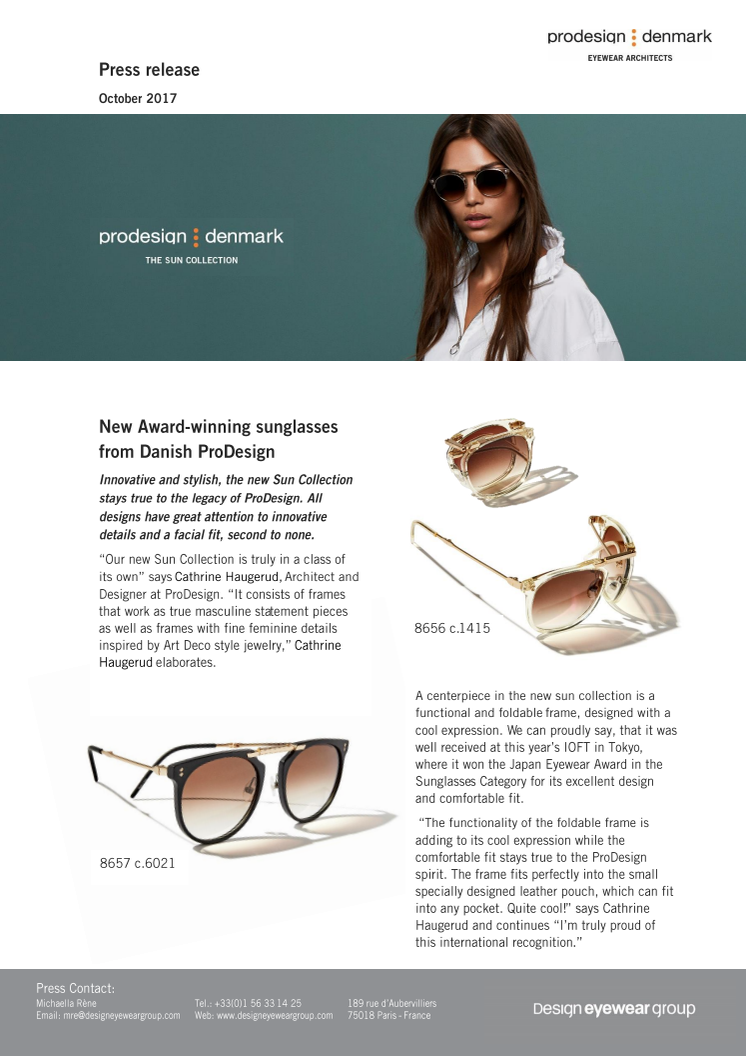 New Award-winning sunglasses from Danish ProDesign