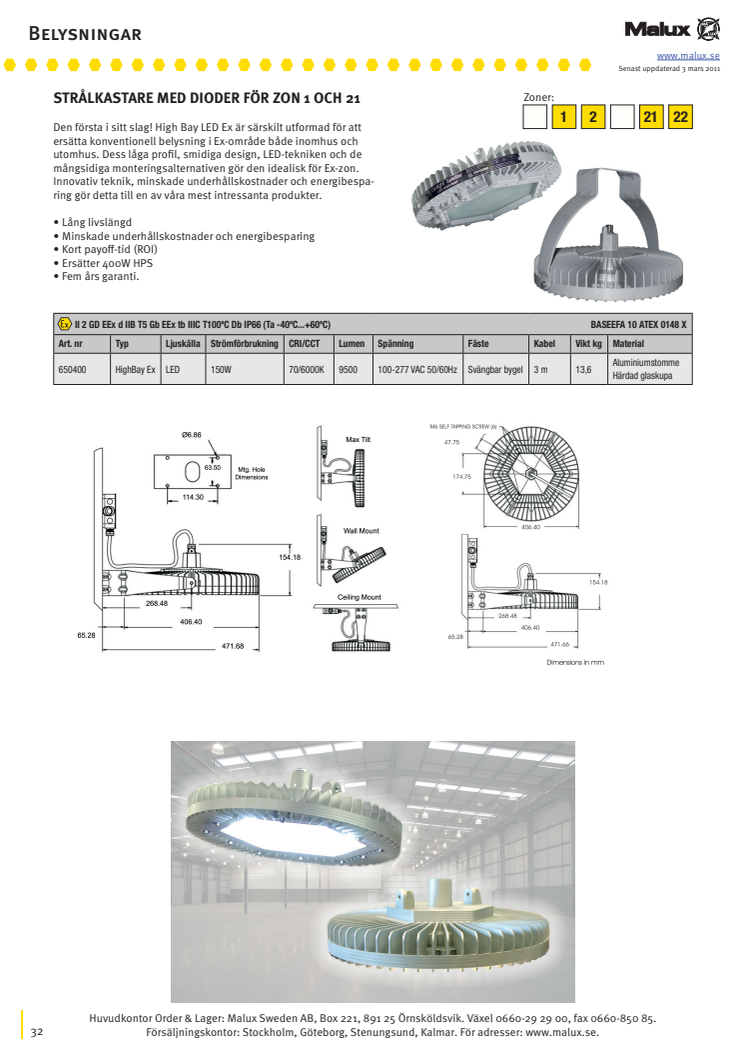 High Bay LED för Ex-zon – diodarmatur 