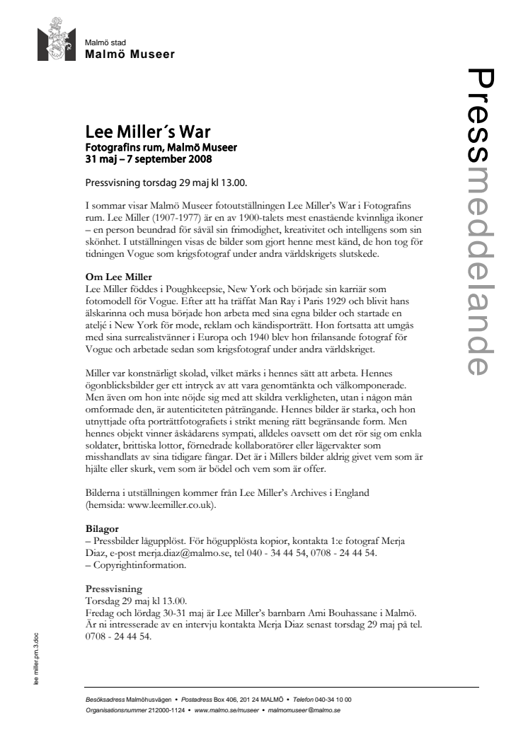 Lee Miller's War i Fotografins rum