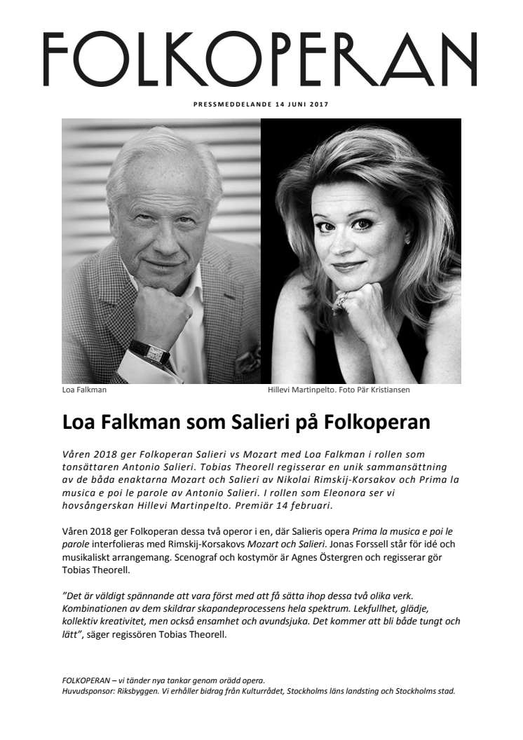 Loa Falkman som Salieri på Folkoperan