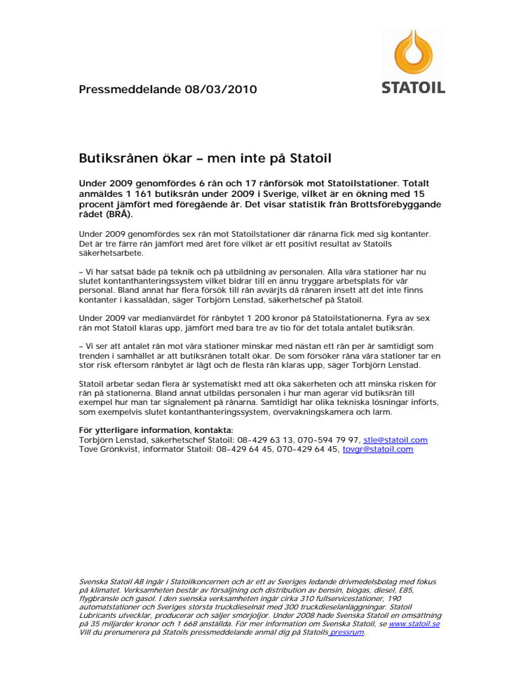 Butiksrånen ökar – men inte på Statoil  
