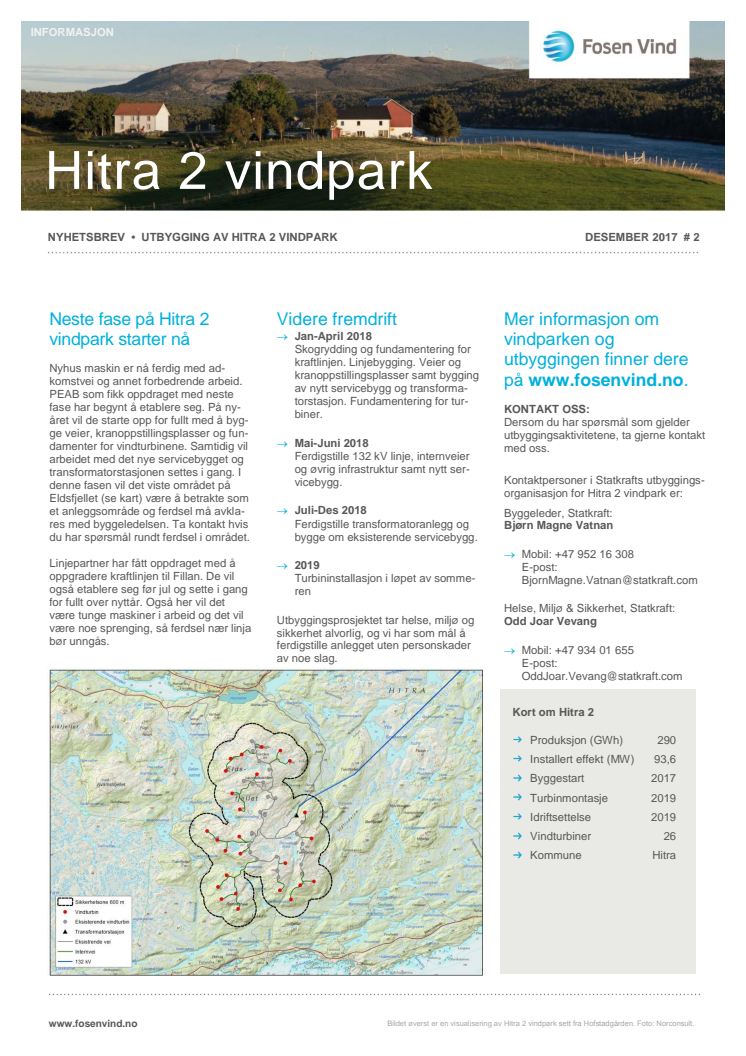 Nyhetsbrev Hitra2 vindpark #2 - 2017