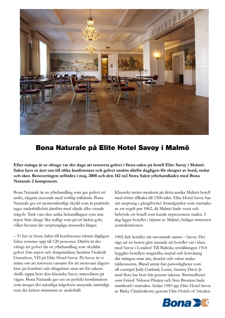 Bona Naturale på Elite Hotel Savoy i Malmö