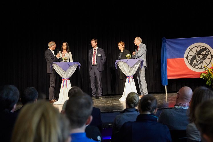 Podiumsdiskussion beim Weltmarktführer-Forum mit Bildungsministerin Karin Prien, Dr. Peter Rösner, Leiter Stiftung Louisenlund und Britta Brechtel, Geschäftsführerin FLS GmbH