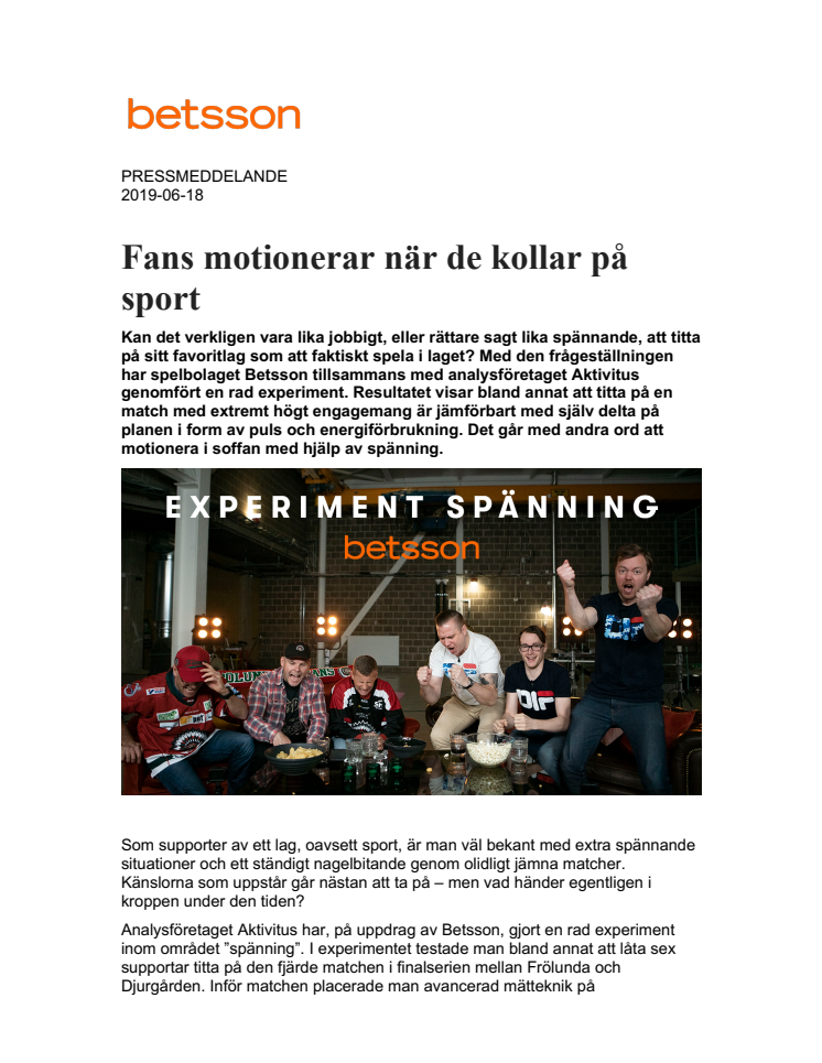 Experiment visar: Fans motionerar från soffan när de kollar på sport