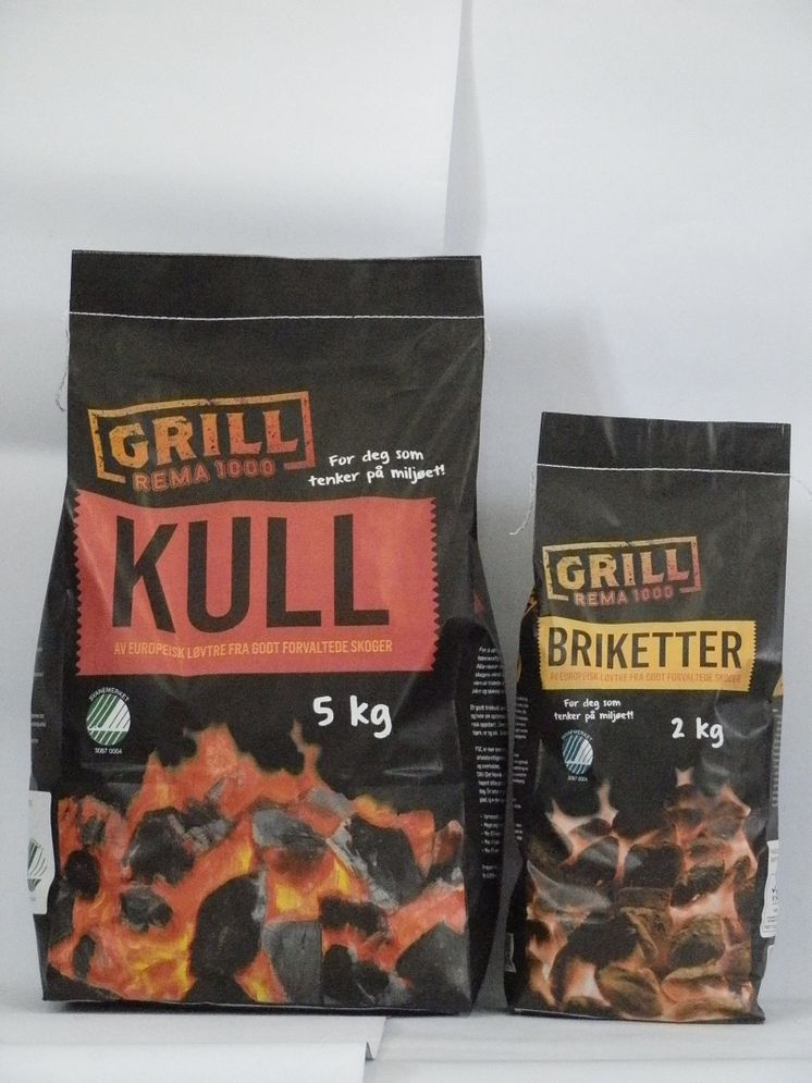 Svanemerket grillkull og grillbriketter fra REMA 1000