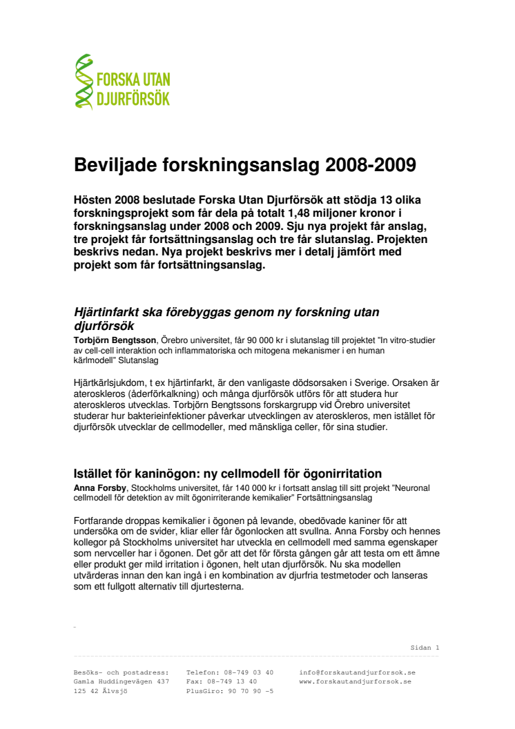 Forskningsanslag 2009