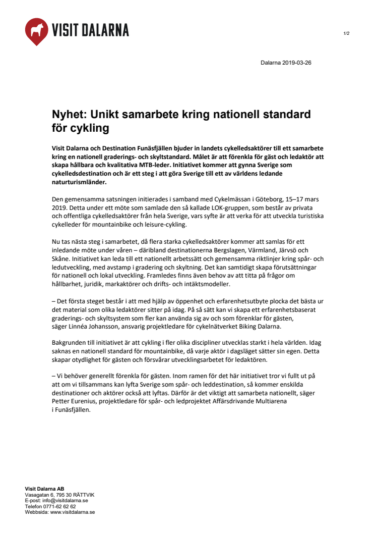 Unikt samarbete kring nationell standard för cykling