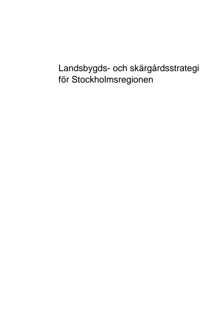 Landsbygds- och skärgårdsstrategi