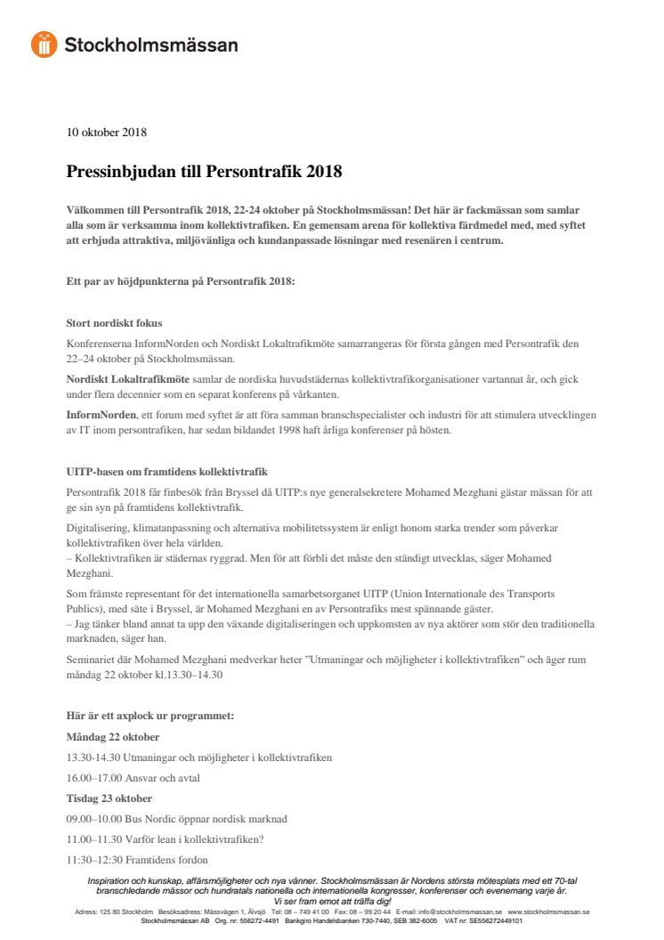 Pressinbjudan till Persontrafik 2018