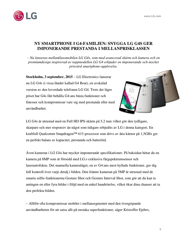 NY SMARTPHONE I G4-FAMILJEN: SNYGGA LG G4S GER IMPONERANDE PRESTANDA I MELLANPRISKLASSEN 
