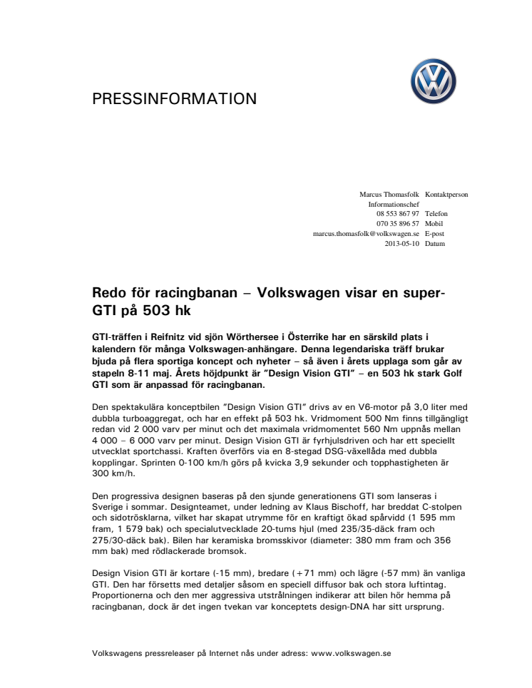 Redo för racingbanan – Volkswagen visar en super-GTI på 503 hk