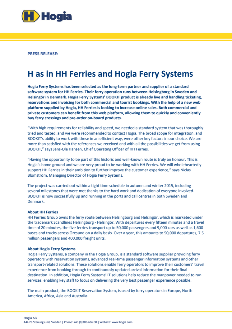 H as in HH Ferries and Hogia Ferry Systems