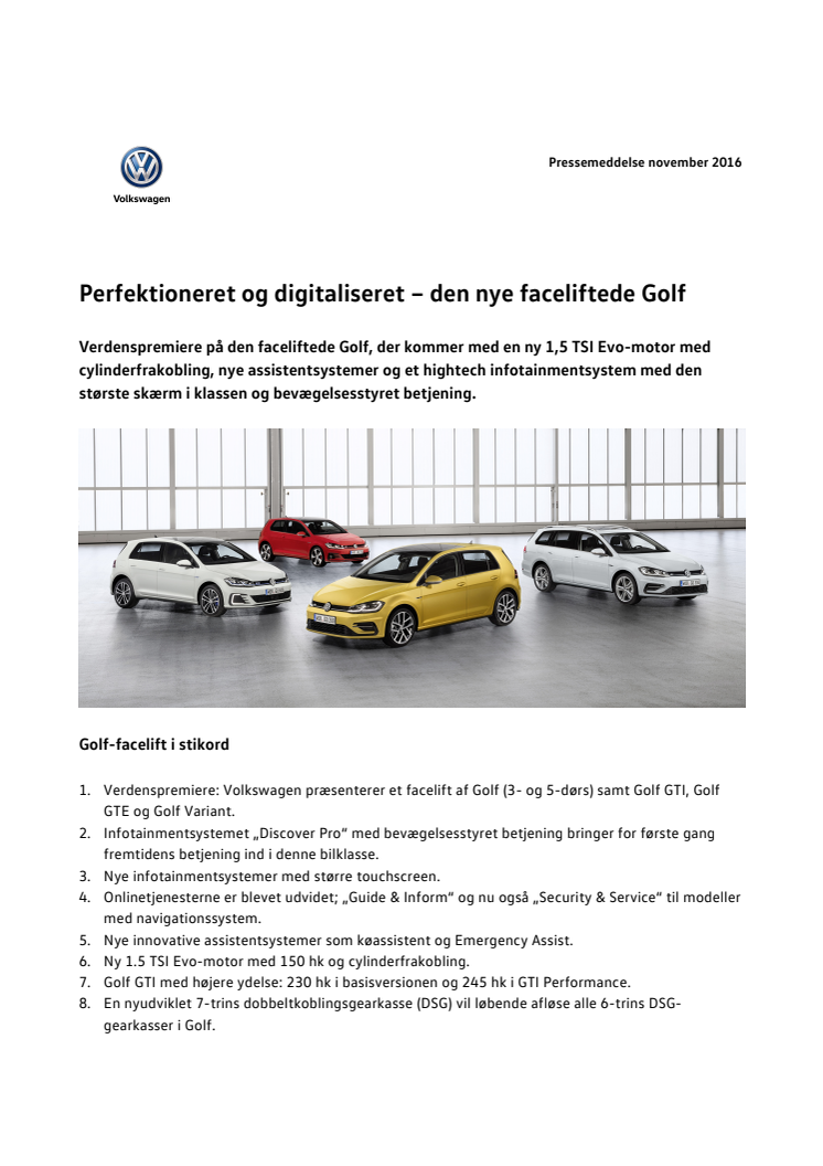 Perfektioneret og digitaliseret – den nye faceliftede Golf