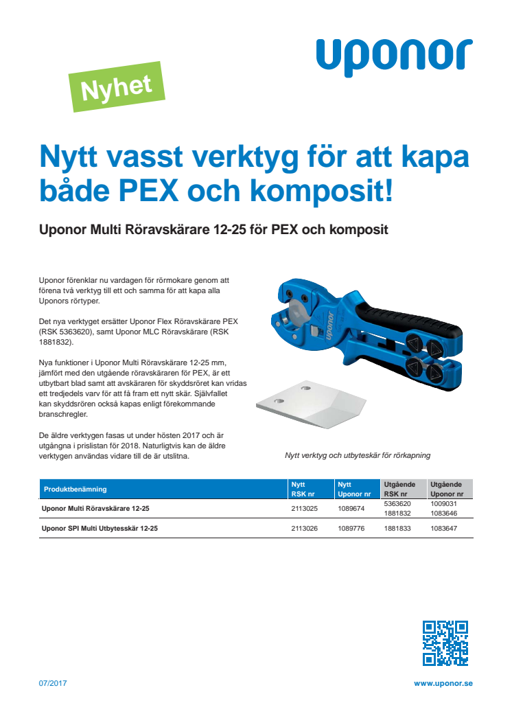 Nytt vasst verktyg för att kapa både PEX och komposit!