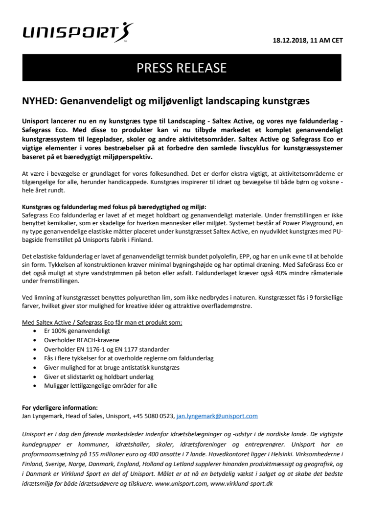 NYHED: Genanvendeligt og miljøvenligt Landscaping kunstgræs