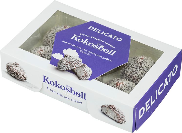 Kokosboll utan till socker i förpackning