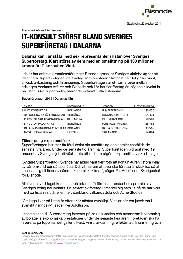 IT-konsult störst bland Sveriges superföretag i Dalarna